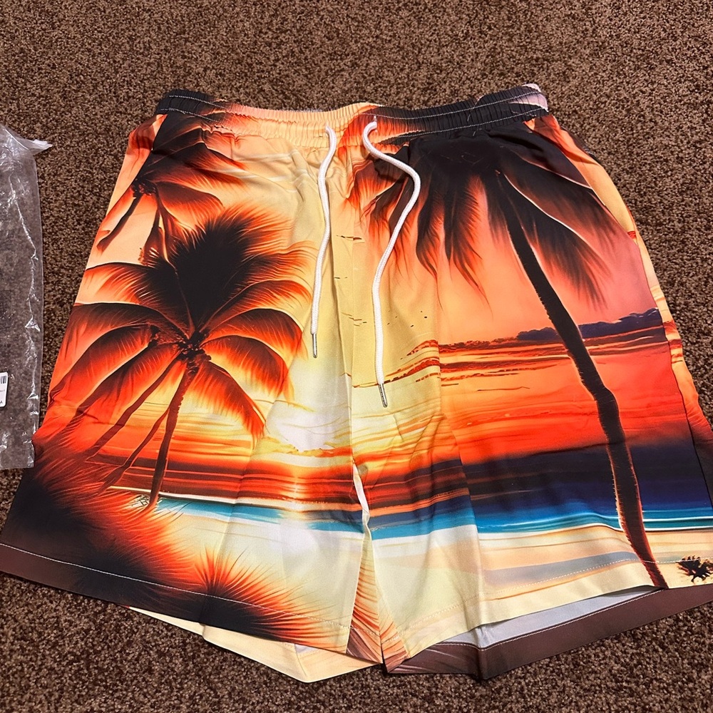 Amazon Tropical Sunset Board Shorts/Swim Trunks